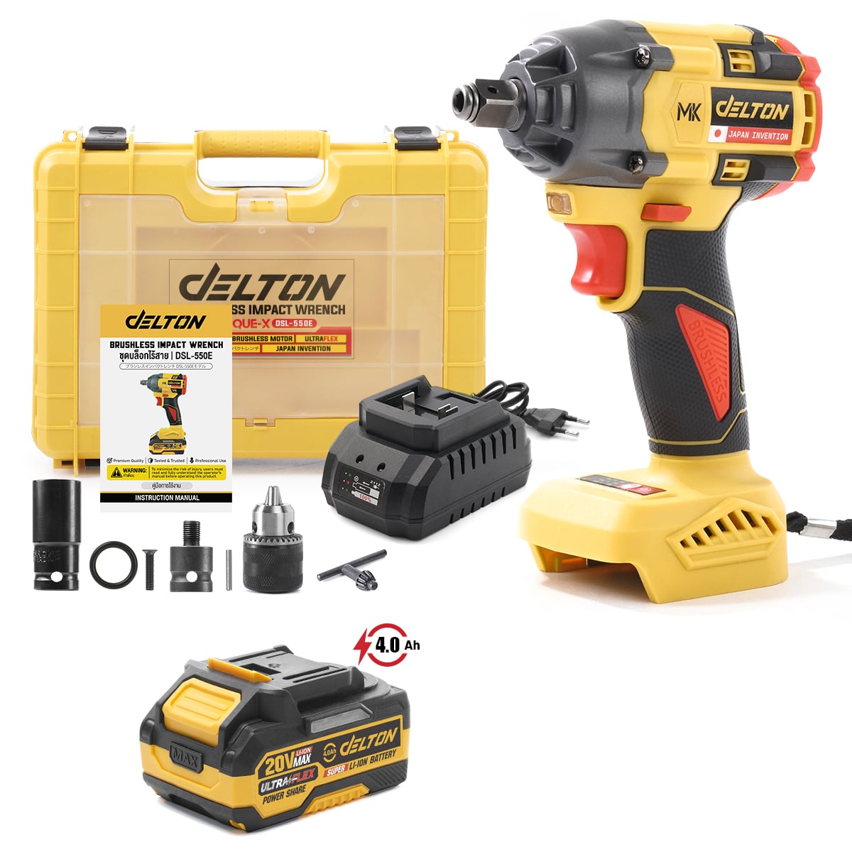 บล็อกกระแทกไร้สาย (พร้อมแบตเตอรี่) DELTON รุ่น DSL-550E ULTRAFLEX 20V 4AH_0